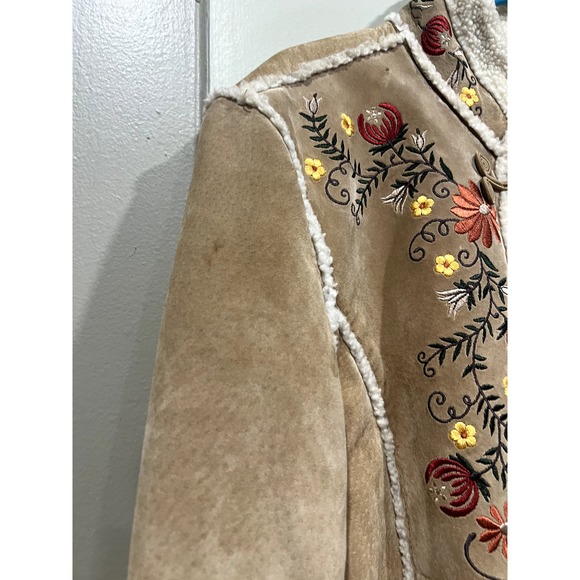 VTG Embroidered Suede & Shearling Coat ASO Phoebe Friends St John's Bay - Picture 9 of 15